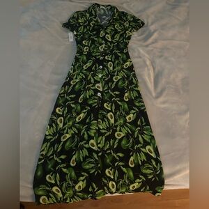 Wilfred Black Midi Dress with Green Avocado Print